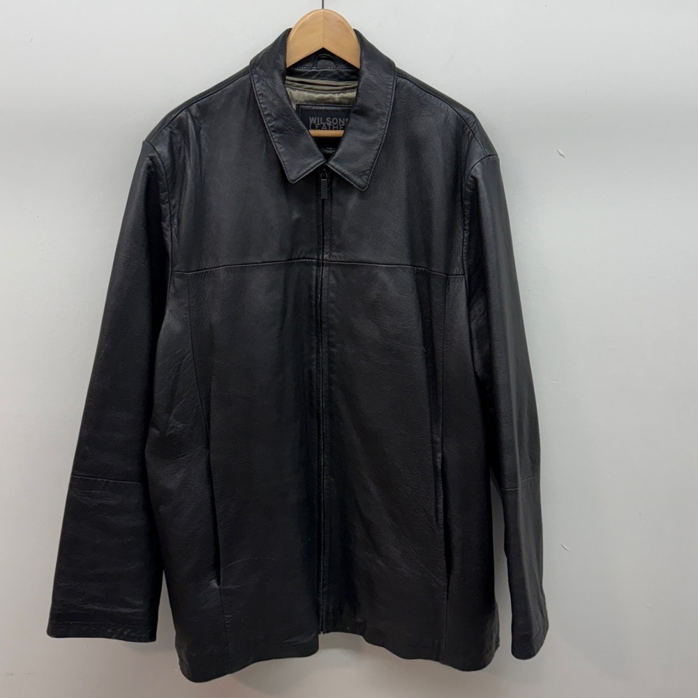 Wilsons Leather Pelle Studio VTG Black Leather Jacket Coat Thinsulate Lined XL